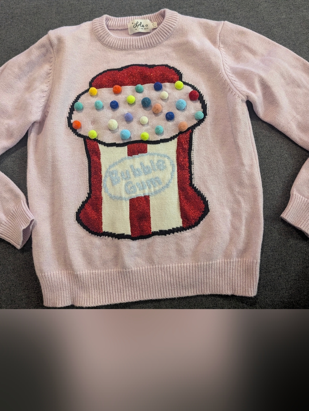 Lola And The Boys Girls Bubble Gum Pom-Pom Sweater - Pale Pink